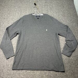 POLO RALPH LAUREN Thermal Shirt Men's XL Gray Long Sleeve Crew Neck 100% Cotton